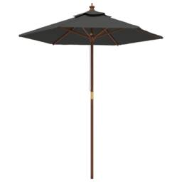 Berkfield Home Durable Garden Parasol with Wooden Pole Anthracite 196x231 cm in Dark Grey - thumbnail 3