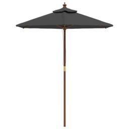 Berkfield Home Durable Garden Parasol with Wooden Pole Anthracite 196x231 cm in Dark Grey - thumbnail 1