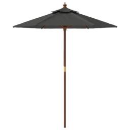 Berkfield Home Durable Garden Parasol with Wooden Pole Anthracite 196x231 cm in Dark Grey - thumbnail 4