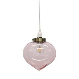 First Choice Lighting Layla - Pink Glass Easy Fit Pendant Shade with Antique Brass Detail - thumbnail 2