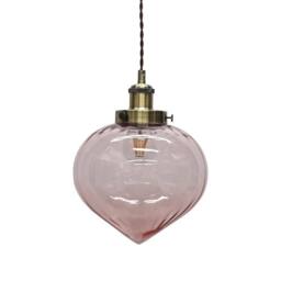 First Choice Lighting Layla - Pink Glass Easy Fit Pendant Shade with Antique Brass Detail - thumbnail 1