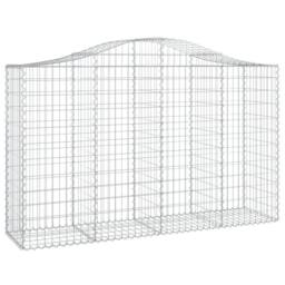 Berkfield Home Decorative Arched Gabion Basket 200x50x120/140 cm Galvanised Iron in Silver - thumbnail 3