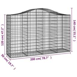 Berkfield Home Decorative Arched Gabion Basket 200x50x120/140 cm Galvanised Iron in Silver - thumbnail 5