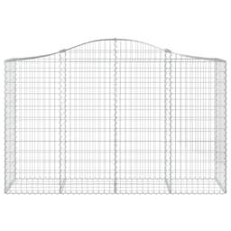 Berkfield Home Decorative Arched Gabion Basket 200x50x120/140 cm Galvanised Iron in Silver - thumbnail 1