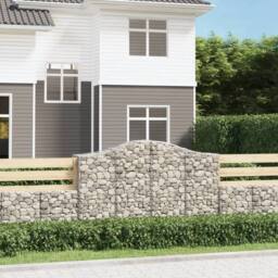 Berkfield Home Decorative Arched Gabion Basket 200x50x120/140 cm Galvanised Iron in Silver - thumbnail 2