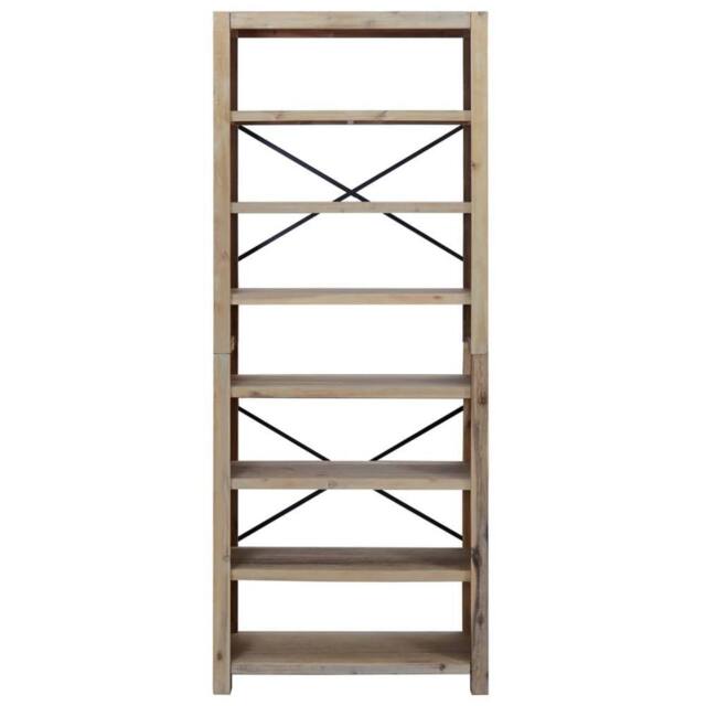 Berkfield Home Traditional 7-Tier Bookcase 80x30x200 cm Solid Wood Acacia in Light Brown - Size: 80 x 30 x 200 cm - image 1