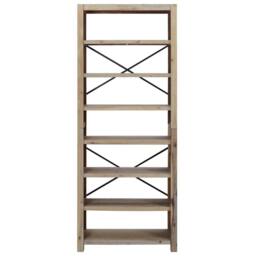 Berkfield Home Traditional 7-Tier Bookcase 80x30x200 cm Solid Wood Acacia in Light Brown - Size: 80 x 30 x 200 cm - thumbnail 1