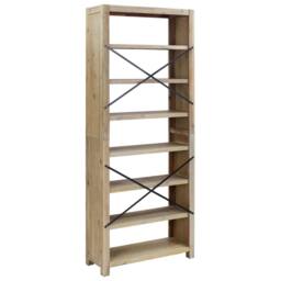 Berkfield Home Traditional 7-Tier Bookcase 80x30x200 cm Solid Wood Acacia in Light Brown - Size: 80 x 30 x 200 cm - thumbnail 5