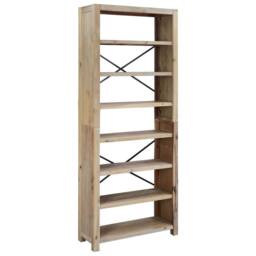 Berkfield Home Traditional 7-Tier Bookcase 80x30x200 cm Solid Wood Acacia in Light Brown - Size: 80 x 30 x 200 cm - thumbnail 3