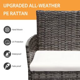 Leaper Grey 4 Seater Rattan Dining Furniture Set with Soft Cushions - thumbnail 3