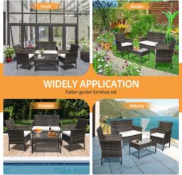 Leaper Grey 4 Seater Rattan Dining Furniture Set with Soft Cushions - thumbnail 7