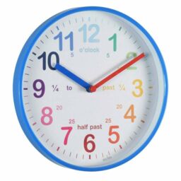 Acctim Wickford Kids Teaching Wall Clock Quartz Rainbow Dial Quarter Markers 20cm in Blue - thumbnail 3