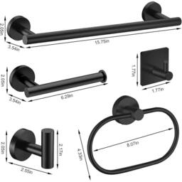 KORVIXA 7X Stainless Steel Bathroom Accessories in Black - thumbnail 2