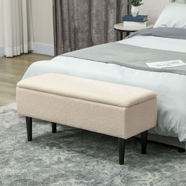 "HOMCOM 15"" Ottoman Storage Box with 47L Storage Capacity in Cream" - image 1