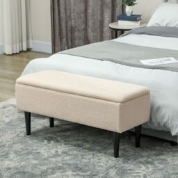 "HOMCOM 15"" Ottoman Storage Box with 47L Storage Capacity in Cream" - thumbnail 1