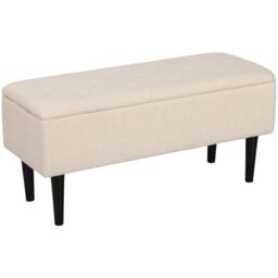 "HOMCOM 15"" Ottoman Storage Box with 47L Storage Capacity in Cream" - thumbnail 2