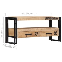 Berkfield Home TV Cabinet 100x30x45 cm Solid Mango Wood in Brown - Size: 100 x 30 x 45 cm - thumbnail 6