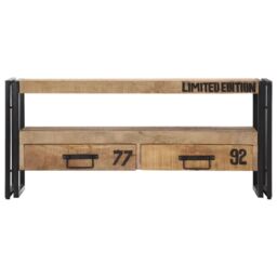 Berkfield Home TV Cabinet 100x30x45 cm Solid Mango Wood in Brown - Size: 100 x 30 x 45 cm - thumbnail 2