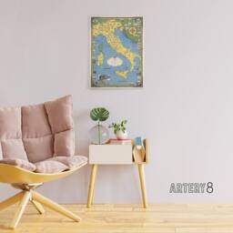 "Artery8 Ernest D Chase Italy Map With Vatican City Canvas Wall Art Print in Blue - Size: W18"" x H24""" - thumbnail 3