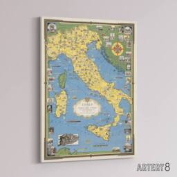 "Artery8 Ernest D Chase Italy Map With Vatican City Canvas Wall Art Print in Blue - Size: W18"" x H24""" - thumbnail 2