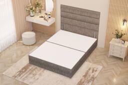 Somnior Chambery Divan Bed Frame with Floor Standing Headboard Tweed Fabric in Brown - Size: Single - thumbnail 3