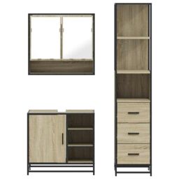 Berkfield Home 3 Piece Bathroom Furniture Set Sonoma Oak Engineered Wood in Brown - thumbnail 5