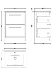 Balterley Bathroom Floor 2 Soft Close Drawer Vanity Unit & Basin, Green, 600mm in Green - thumbnail 2