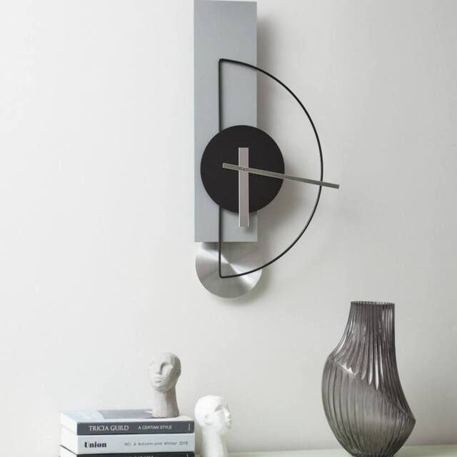 Wyld and Coco Grey Steel Wall Clock 31 x 63 cm Modern Minimalist No Numerals - image 1
