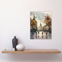 "Artery8 Bishop Auckland Castle Modern Artwork Autumnal Wall Art Print in Grey - Size: W18"" x H24""" - thumbnail 4