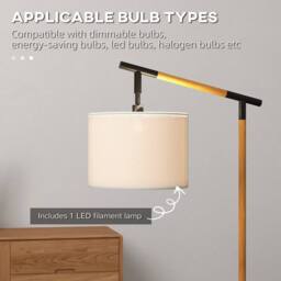 EONLION Floor Lamp with 350 Degree Rotating Lampshade in Brown - thumbnail 4