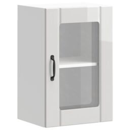 Berkfield Home Kitchen Wall Cabinet with Glass Door Lucca High Gloss White - thumbnail 2