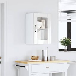 Berkfield Home Kitchen Wall Cabinet with Glass Door Lucca High Gloss White - thumbnail 3