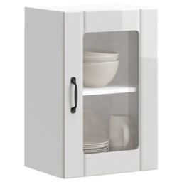 Berkfield Home Kitchen Wall Cabinet with Glass Door Lucca High Gloss White