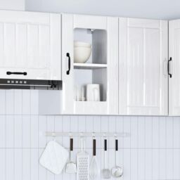 Berkfield Home Kitchen Wall Cabinet with Glass Door Lucca High Gloss White - thumbnail 4