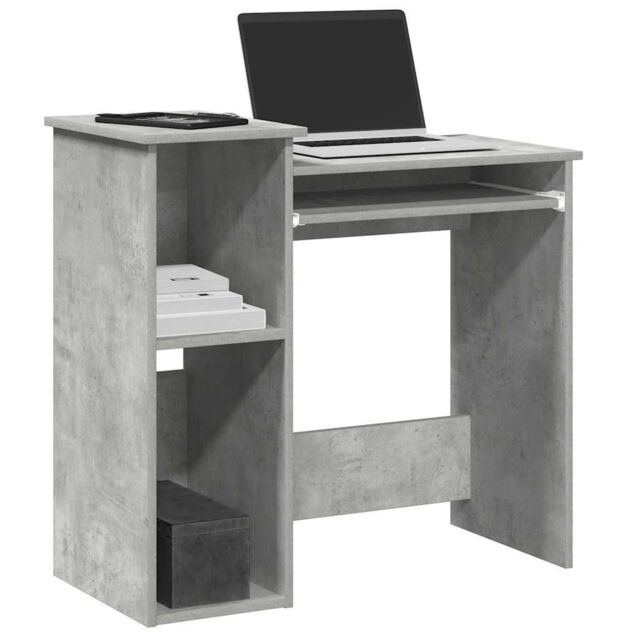 Berkfield Home Desk with Shelves Concrete Grey 84x40x78 cm Engineered Wood - Size: 84 x 40 x 78 cm - image 1