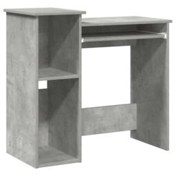 Berkfield Home Desk with Shelves Concrete Grey 84x40x78 cm Engineered Wood - Size: 84 x 40 x 78 cm - thumbnail 2