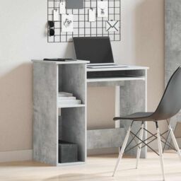 Berkfield Home Desk with Shelves Concrete Grey 84x40x78 cm Engineered Wood - Size: 84 x 40 x 78 cm - thumbnail 3
