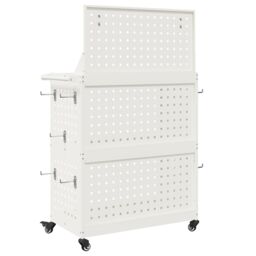 Berkfield Home Tool Trolley with Shelf with Wheel with Storage Manual White 65 x 35 x 111 cm Metal - thumbnail 7