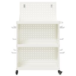 Berkfield Home Tool Trolley with Shelf with Wheel with Storage Manual White 65 x 35 x 111 cm Metal - thumbnail 5