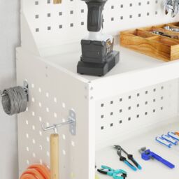 Berkfield Home Tool Trolley with Shelf with Wheel with Storage Manual White 65 x 35 x 111 cm Metal - thumbnail 4