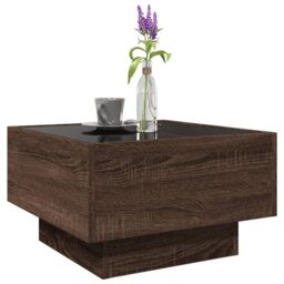 Berkfield Home Coffee Table with LED Brown Oak 50x50x30 cm Engineered Wood - Size: 50 x 50 x 30 cm - thumbnail 5