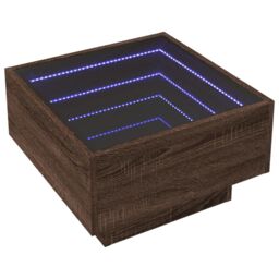 Berkfield Home Coffee Table with LED Brown Oak 50x50x30 cm Engineered Wood - Size: 50 x 50 x 30 cm - thumbnail 3