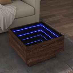 Berkfield Home Coffee Table with LED Brown Oak 50x50x30 cm Engineered Wood - Size: 50 x 50 x 30 cm - thumbnail 1