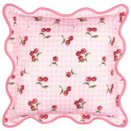 Furn Fruits Cherries Gingham Check Outdoor Cushion in Pink - Size: 45 cm x 45 cm - thumbnail 2