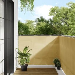 Berkfield Home Balcony Screen Sand 120x800 cm 100% Polyester Oxford in Yellow - thumbnail 1