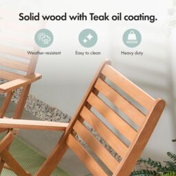 VonHaus Cannes Acacia Hardwood Folding Wooden Garden Chairs Set of 2 in Natural - Size: 2 Pack - thumbnail 4