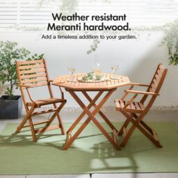 VonHaus Cannes Acacia Hardwood Folding Wooden Garden Chairs Set of 2 in Natural - Size: 2 Pack - thumbnail 2