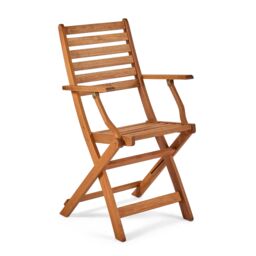 VonHaus Cannes Acacia Hardwood Folding Wooden Garden Chairs Set of 2 in Natural - Size: 2 Pack - thumbnail 9