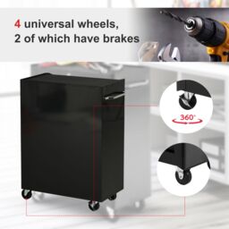 HOMCOM 5-Drawer Lockable Steel Tool Storage Cabinet Wheels Handle 2 Keys in Red - thumbnail 6