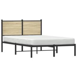 Berkfield Home Metal Bed Frame without Mattress Sonoma Oak 120x200 cm in Black - Size: Small Double - thumbnail 4